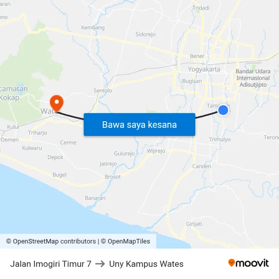Jalan Imogiri Timur 7 to Uny Kampus Wates map