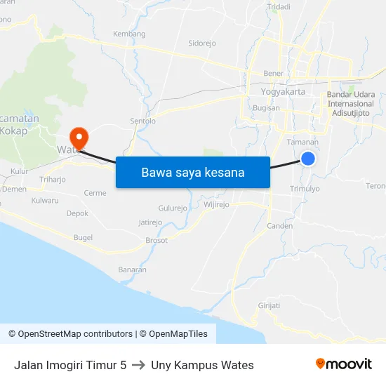 Jalan Imogiri Timur 5 to Uny Kampus Wates map