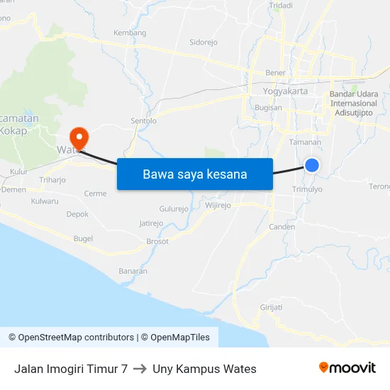 Jalan Imogiri Timur 7 to Uny Kampus Wates map