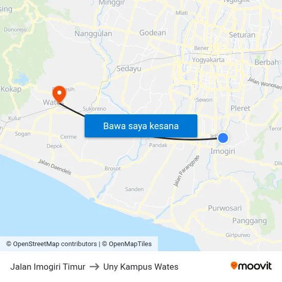 Jalan Imogiri Timur to Uny Kampus Wates map