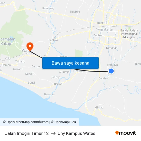 Jalan Imogiri Timur 12 to Uny Kampus Wates map