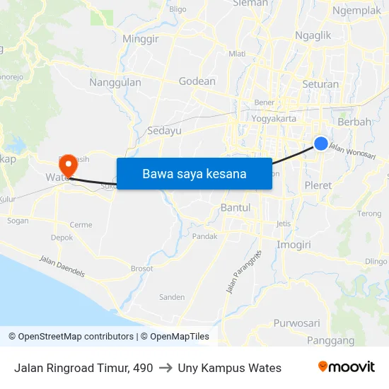 Jalan Ringroad Timur, 490 to Uny Kampus Wates map