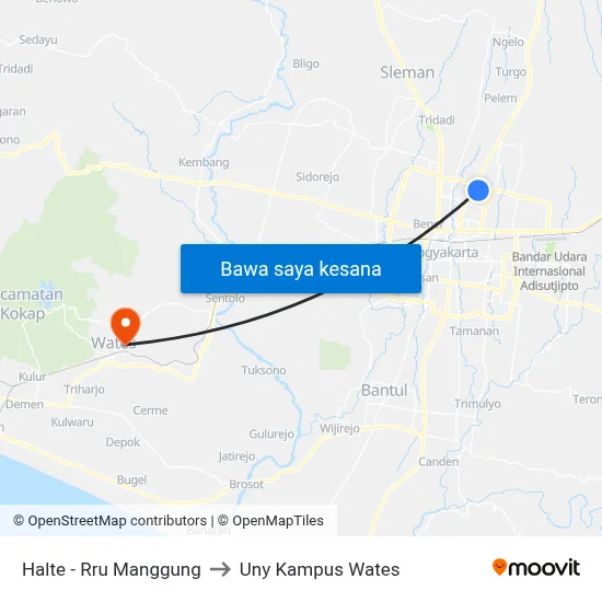 Halte - Rru Manggung to Uny Kampus Wates map