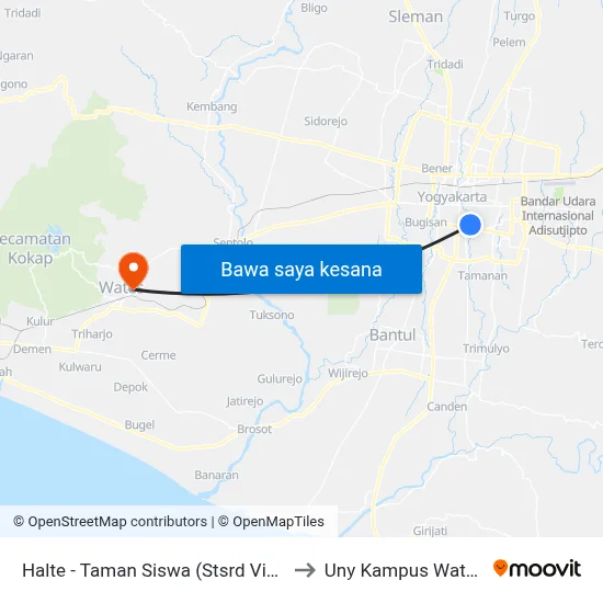 Halte - Taman Siswa (Stsrd Visi) to Uny Kampus Wates map