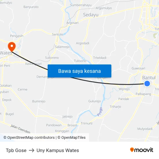 Tpb Gose to Uny Kampus Wates map