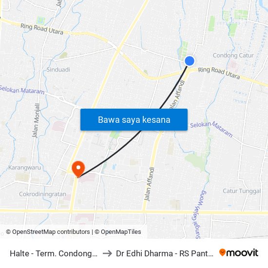 Halte - Term. Condongcatur to Dr Edhi Dharma - RS Pantirapih map
