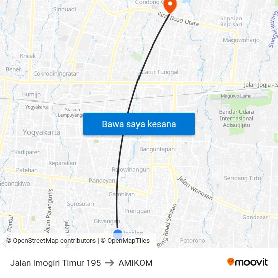 Jalan Imogiri Timur 195 to AMIKOM map