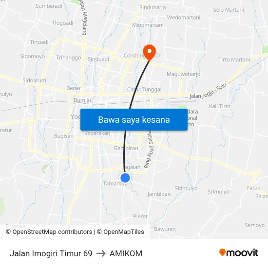 Jalan Imogiri Timur 69 to AMIKOM map