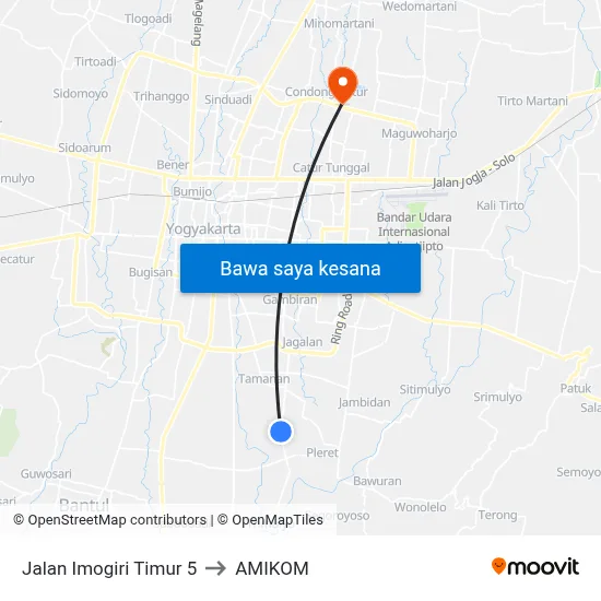 Jalan Imogiri Timur 5 to AMIKOM map