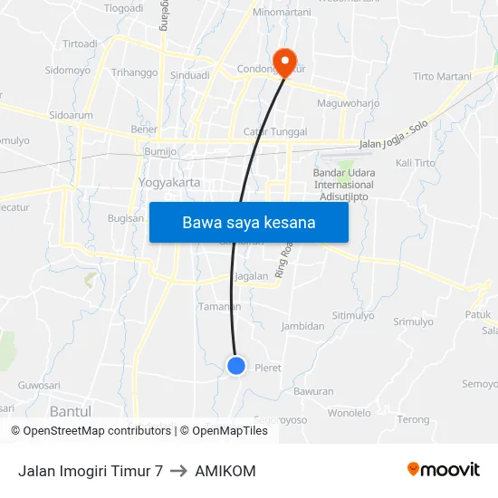 Jalan Imogiri Timur 7 to AMIKOM map