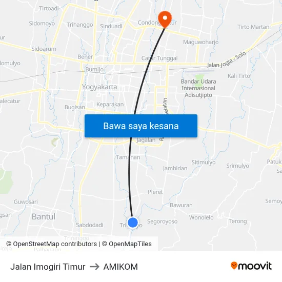 Jalan Imogiri Timur to AMIKOM map