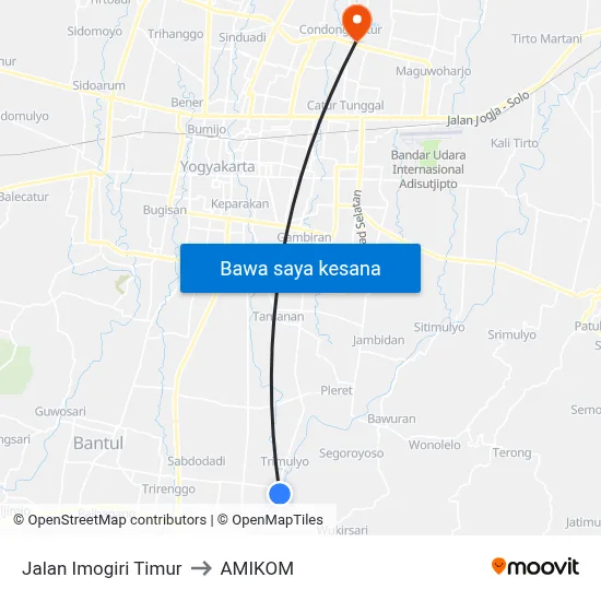 Jalan Imogiri Timur to AMIKOM map