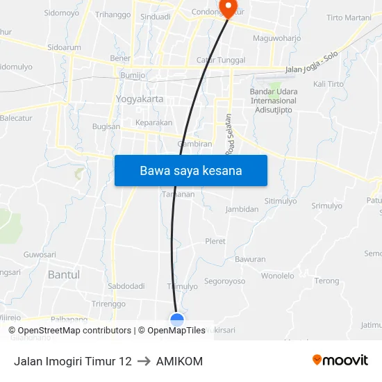 Jalan Imogiri Timur 12 to AMIKOM map