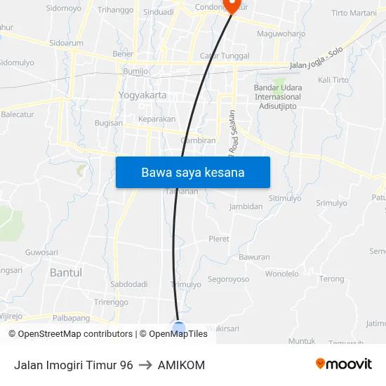 Jalan Imogiri Timur 96 to AMIKOM map