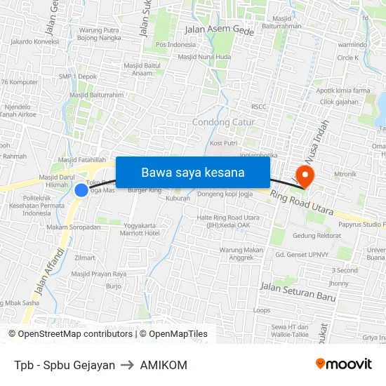 Tpb - Spbu Gejayan to AMIKOM map