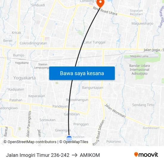 Jalan Imogiri Timur 236-242 to AMIKOM map