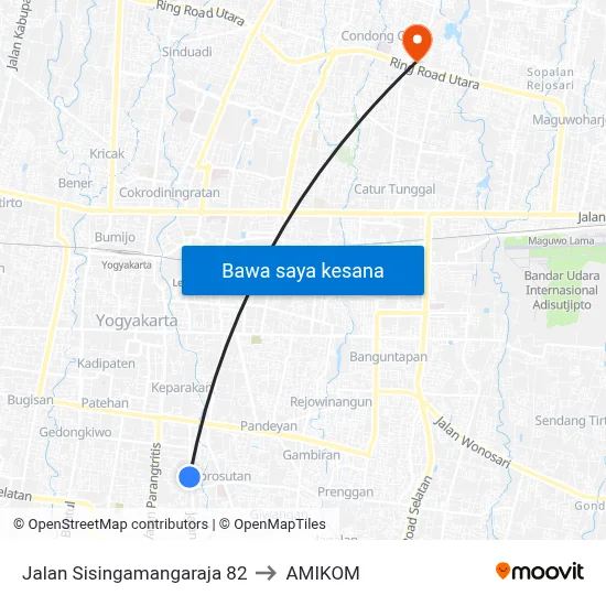 Jalan Sisingamangaraja 82 to AMIKOM map