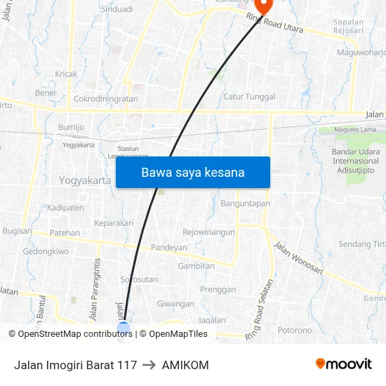 Jalan Imogiri Barat 117 to AMIKOM map