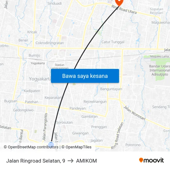 Jalan Ringroad Selatan, 9 to AMIKOM map