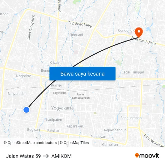 Jalan Wates 59 to AMIKOM map