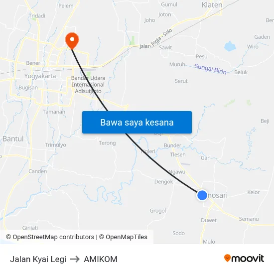 Jalan Kyai Legi to AMIKOM map