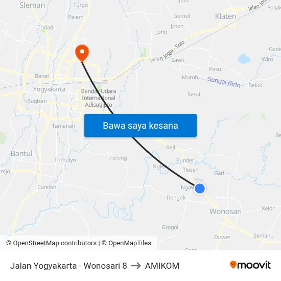 Jalan Yogyakarta - Wonosari 8 to AMIKOM map
