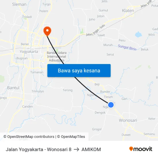 Jalan Yogyakarta - Wonosari 8 to AMIKOM map