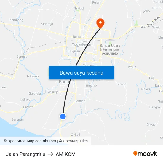 Jalan Parangtritis to AMIKOM map
