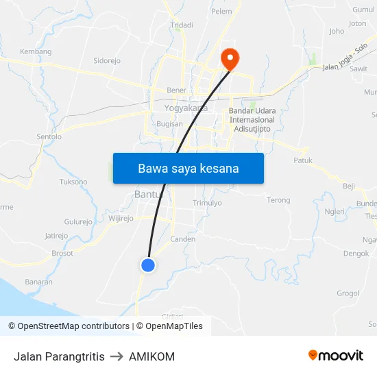 Jalan Parangtritis to AMIKOM map