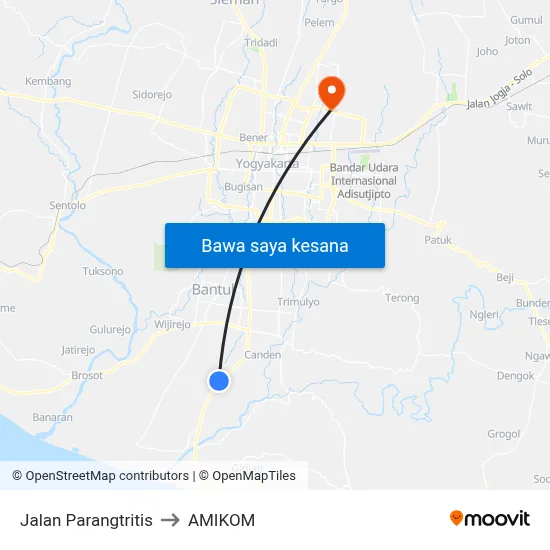Jalan Parangtritis to AMIKOM map