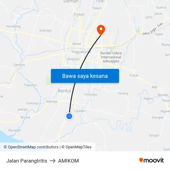 Jalan Parangtritis to AMIKOM map