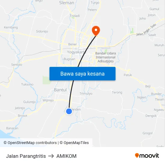 Jalan Parangtritis to AMIKOM map