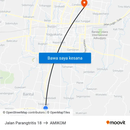 Jalan Parangtritis 18 to AMIKOM map
