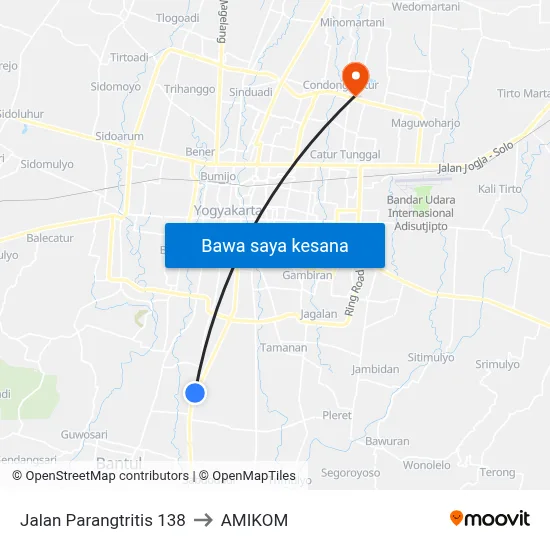 Jalan Parangtritis 138 to AMIKOM map