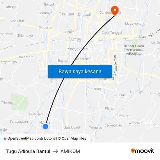 Tugu Adipura Bantul to AMIKOM map