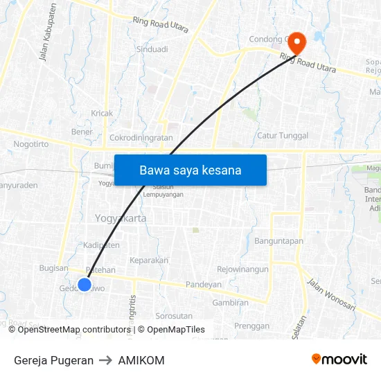 Gereja Pugeran to AMIKOM map