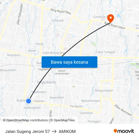 Jalan Sugeng Jeroni 57 to AMIKOM map