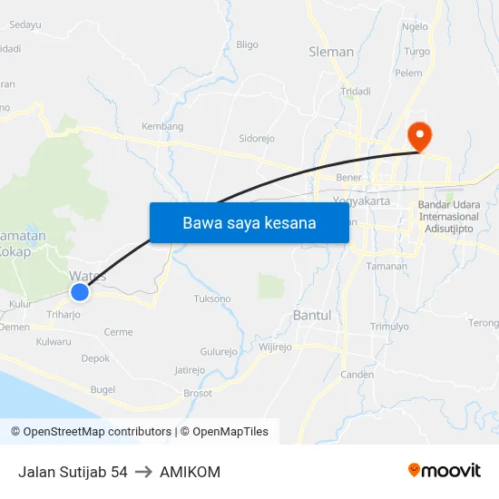 Jalan Sutijab 54 to AMIKOM map