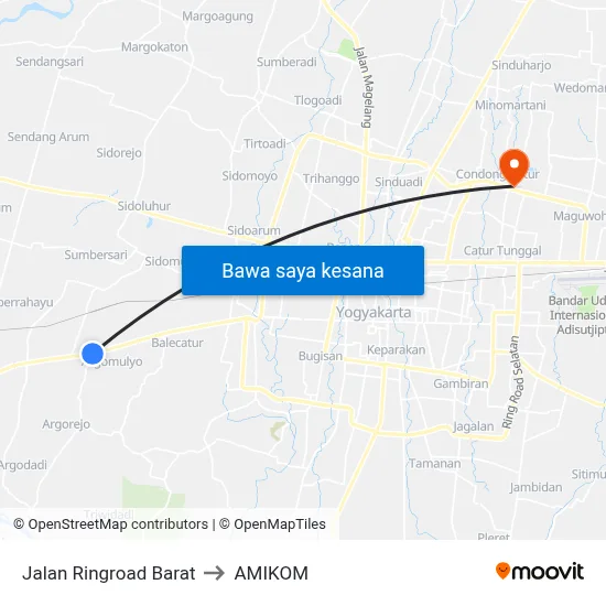 Jalan Ringroad Barat to AMIKOM map