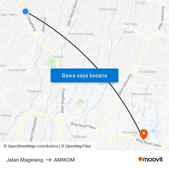 Jalan Magelang to AMIKOM map