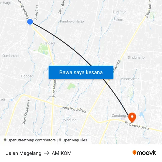 Jalan Magelang to AMIKOM map