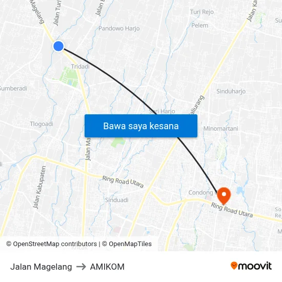 Jalan Magelang to AMIKOM map