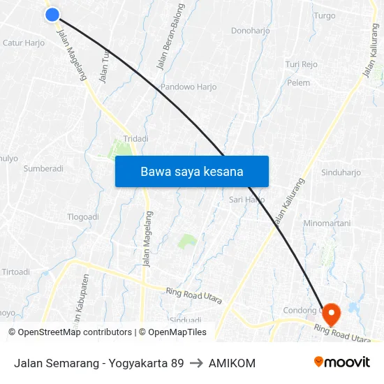 Jalan Semarang - Yogyakarta 89 to AMIKOM map