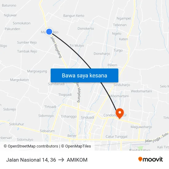 Jalan Nasional 14, 36 to AMIKOM map