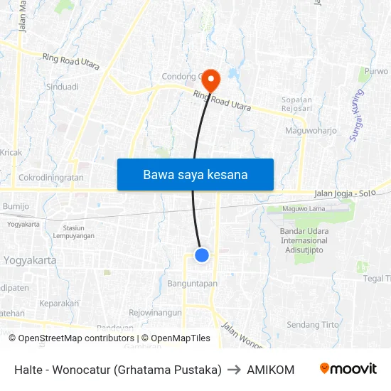 Halte - Wonocatur (Grhatama Pustaka) to AMIKOM map