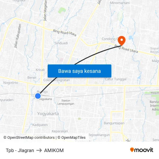 Tpb - Jlagran to AMIKOM map