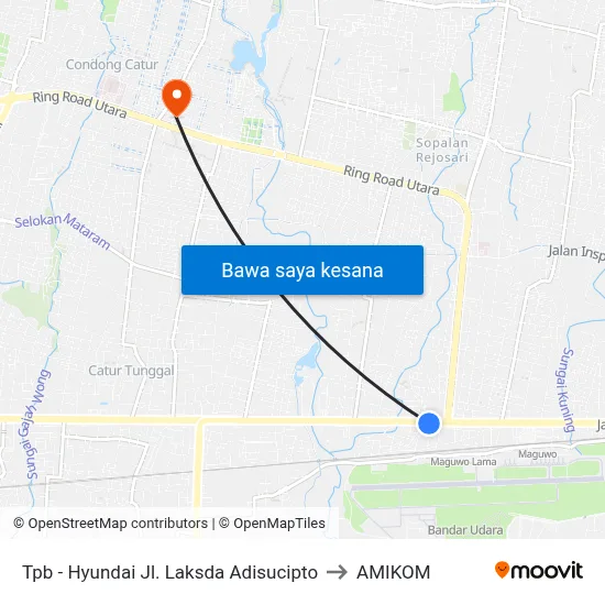Tpb - Hyundai Jl. Laksda Adisucipto to AMIKOM map