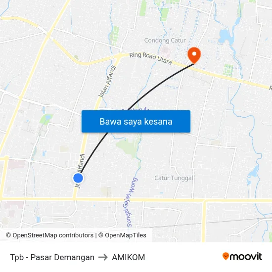 Tpb - Pasar Demangan to AMIKOM map