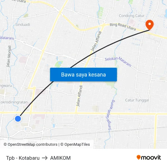 Tpb - Kotabaru to AMIKOM map