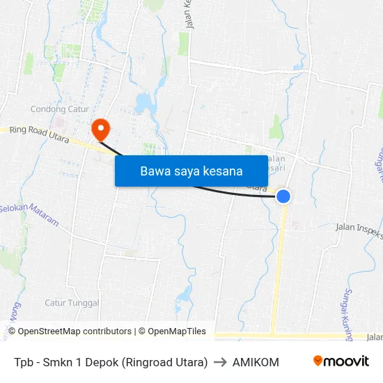 Tpb - Smkn 1 Depok (Ringroad Utara) to AMIKOM map